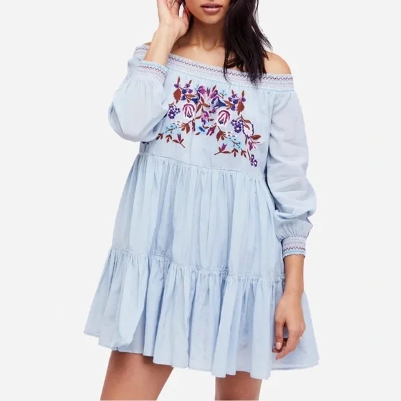 free people embroidered off the shoulder dress This Free People Summer Dress Is Everywhere RN